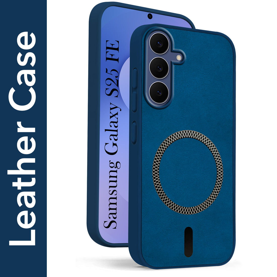 For Samsung Galaxy S25 FE Back Cover Case Leather Finish (MagSafe Compatible Wireless Charging | Soft Touch | Camera Bump Protection)
