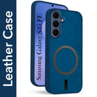 For Samsung Galaxy S25 FE Back Cover Case Leather Finish (MagSafe Compatible Wireless Charging | Soft Touch | Camera Bump Protection)