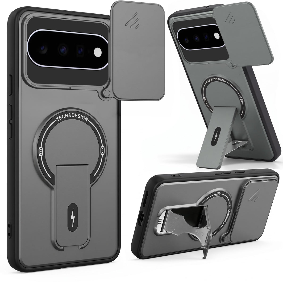 For Google Pixel 11 Back Case Cover Metallic (Hybrid Armor Kickstand | Sliding Shutter Camera Protection | MagSafe Compatible)