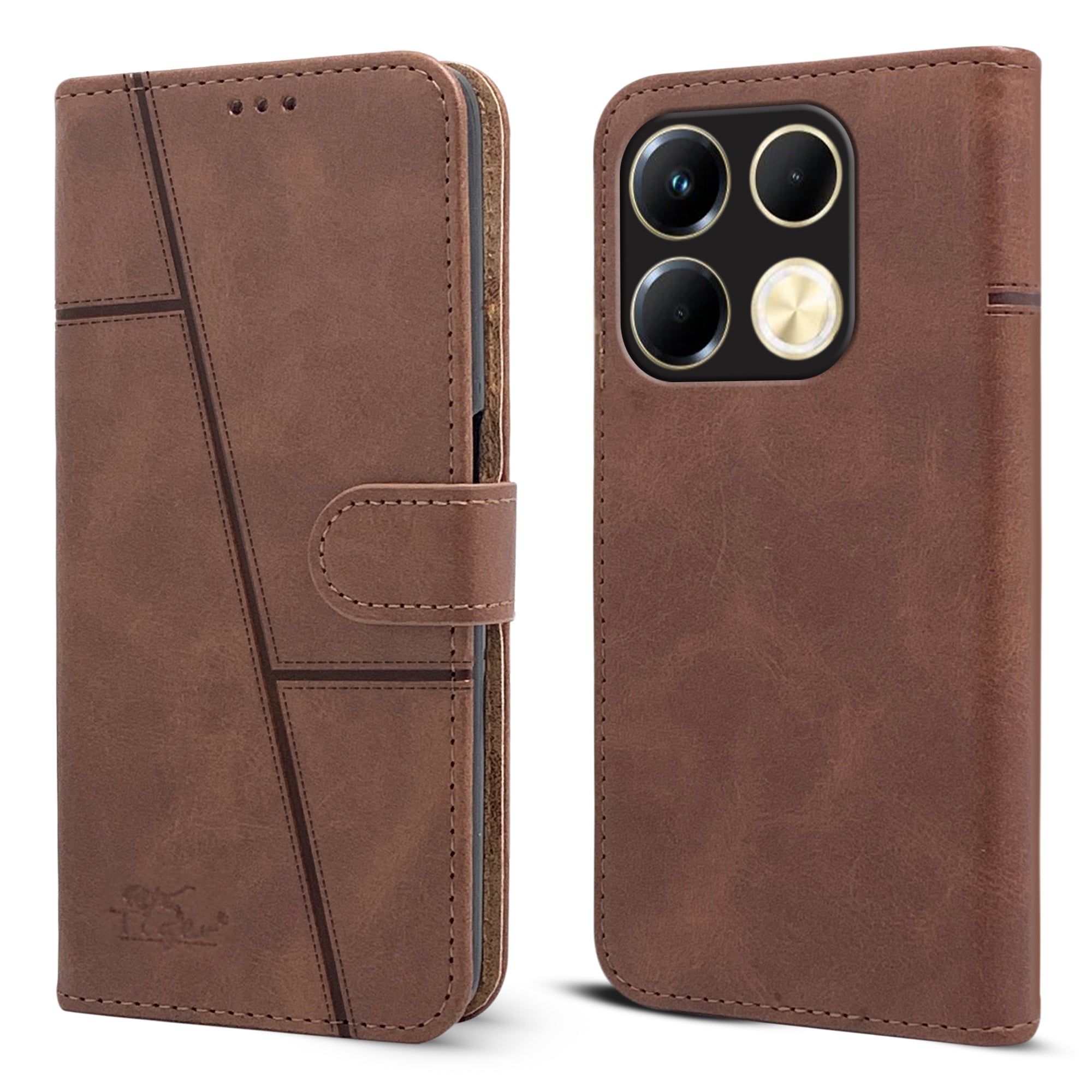For Infinix Note 40 Flip Cover Case (Stitched Leather with Magnetic Closure)