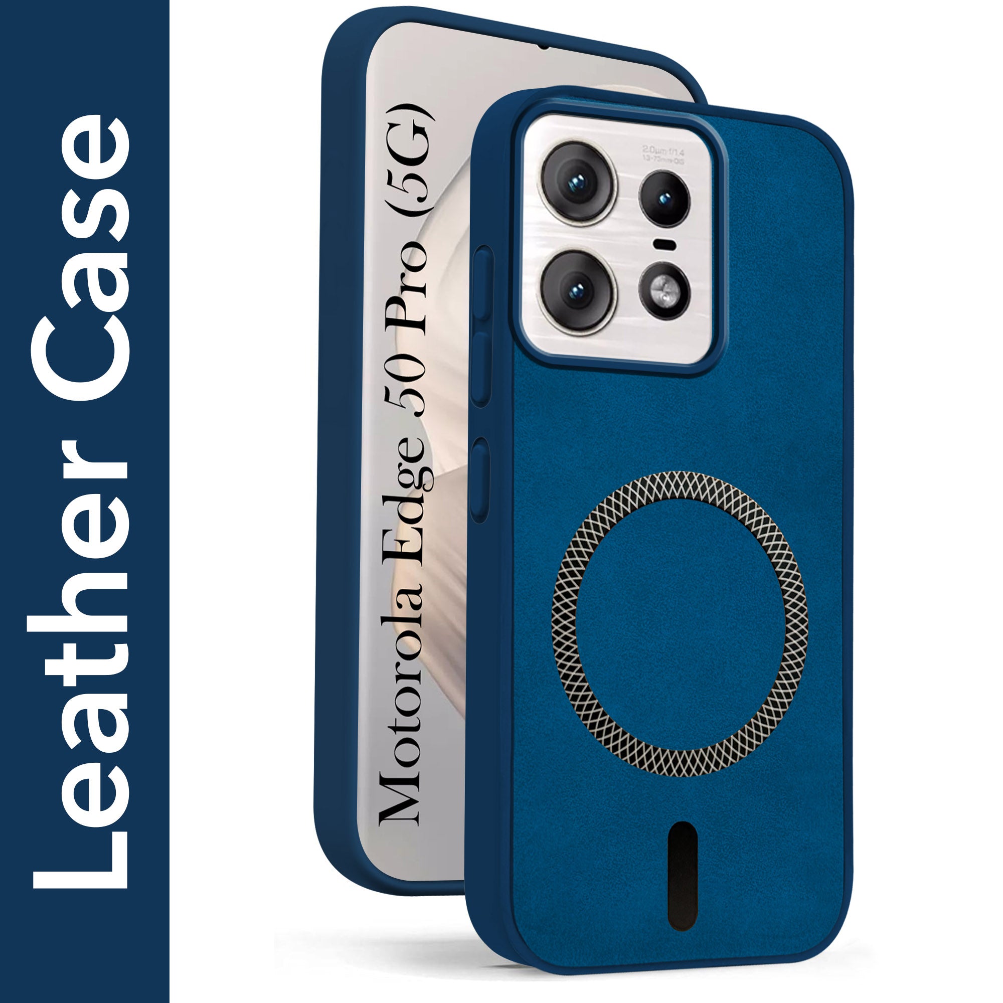 For Motorola Moto Edge 50 Pro Back Cover Case Leather Finish(MagSafe Compatible Wireless Charging | Soft Touch | Camera Bump Protection)