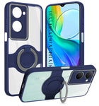 For Vivo Y18 | Y18e | Y03 | Y18i | Y18t Back Cover Case with stand (Built-in Ring Holder Kickstand | Lifetime Anti Yellow | Camera Protection)