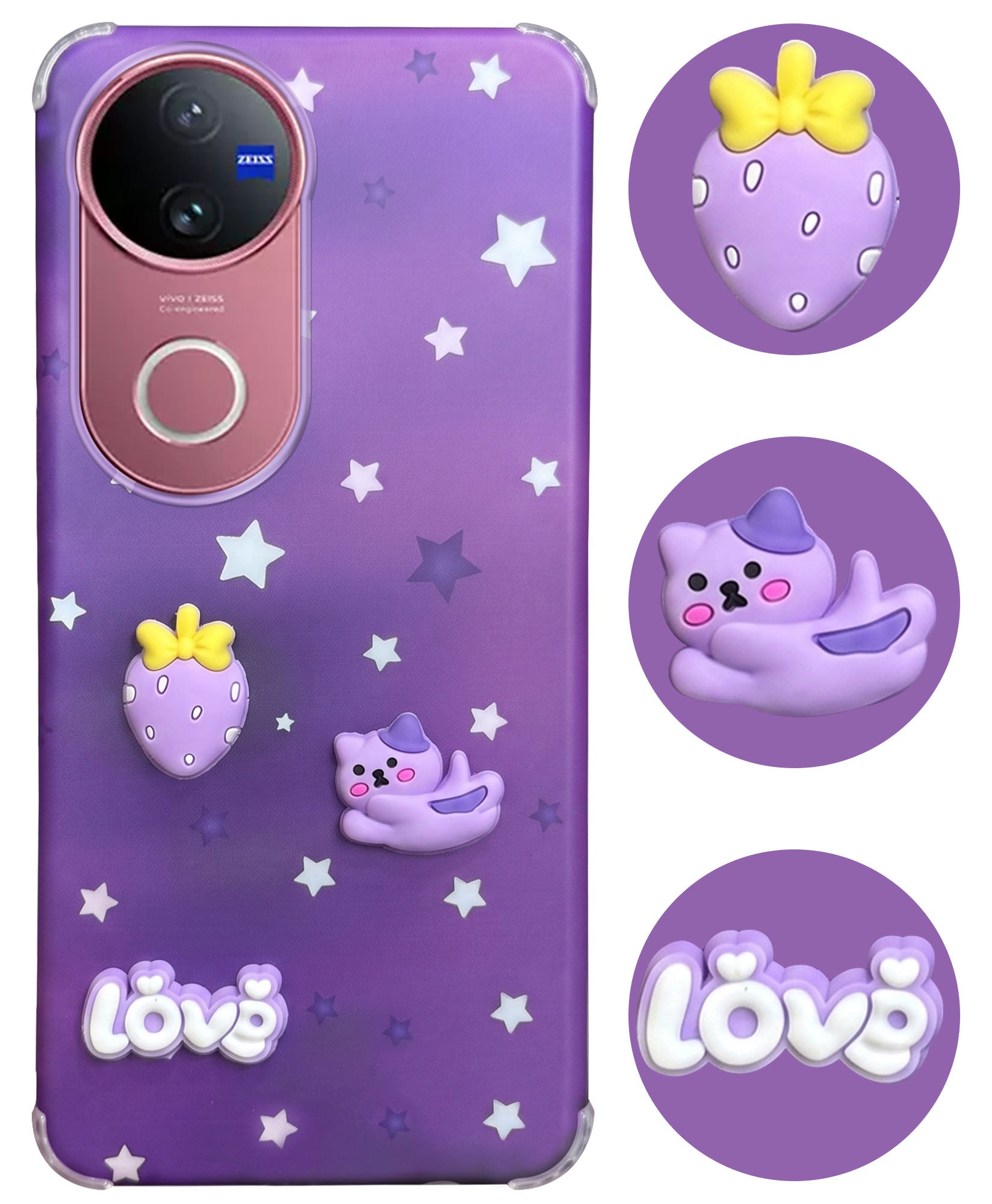 For Vivo V50 | Vivo V50e Back Cover Case (3D Cute Cartoons | Hard Back Side Soft | Matte Premium Finish | HD Printing)