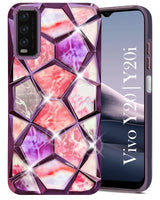 For Vivo Y20 | Y20i Back Cover Case (Dual Design Glitter Sparkle and Detachable Diamond Print Case | Soft and Flexible)