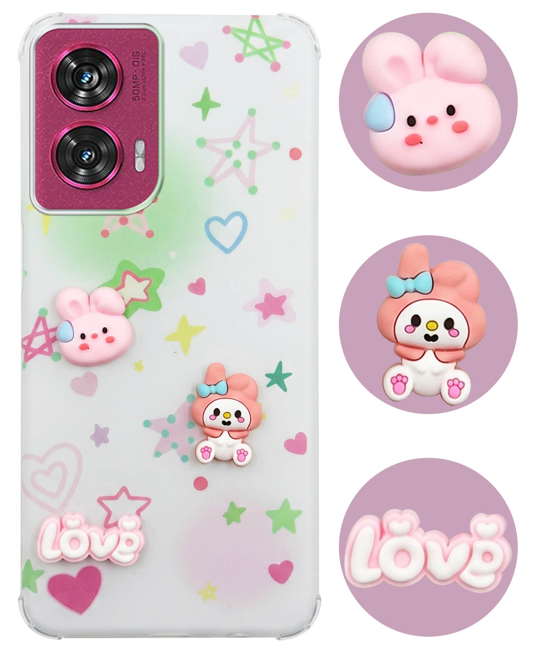 For Motorola Moto Edge 50 Fusion Back Cover Case (3D Cute Cartoons | Hard Back Side Soft | Matte Premium Finish | HD Printing)