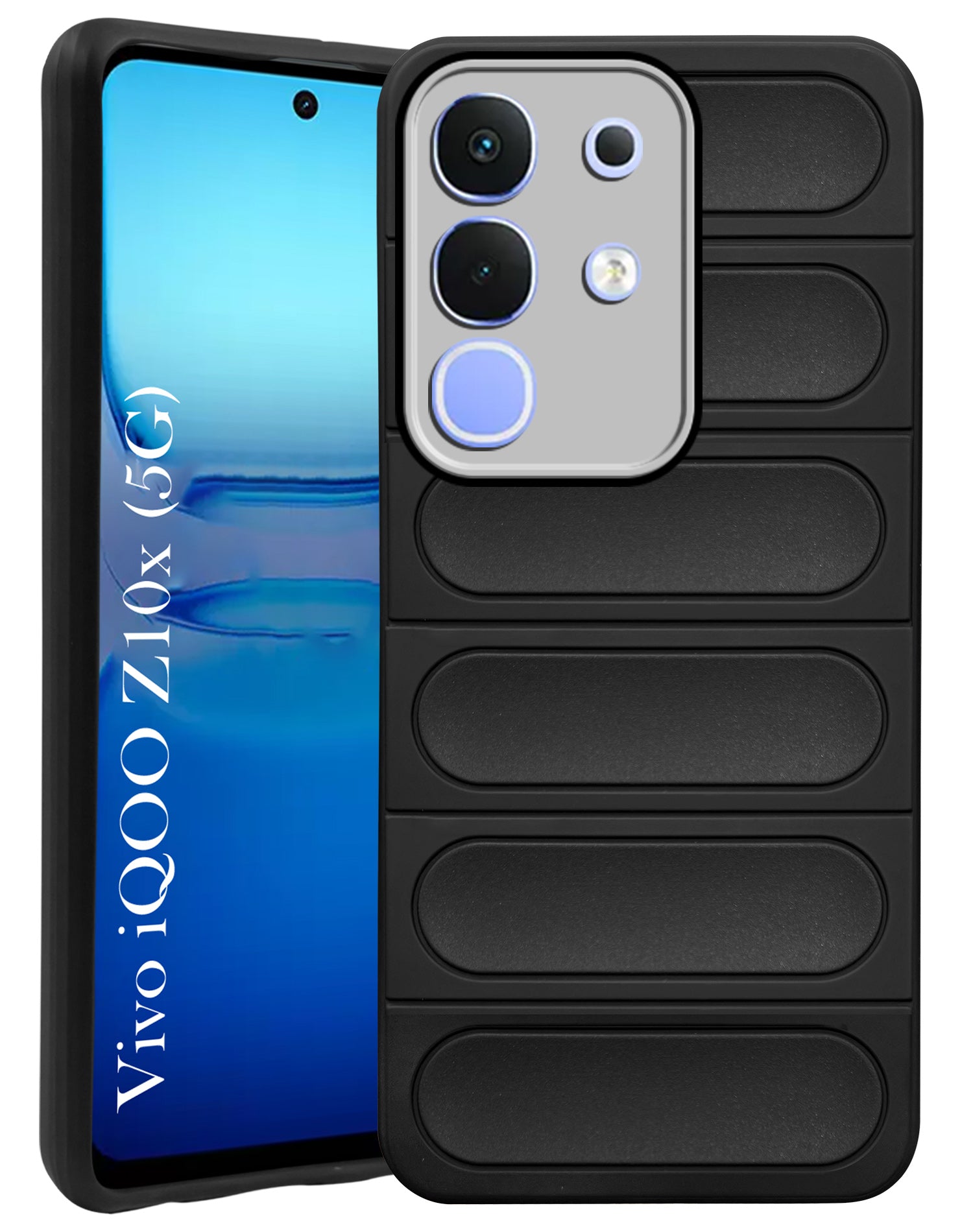 For Vivo iQOO Z10x Back Case Cover (Matte Liquid Silicone| Professional Wave Design | Camera Protection Ring | Shockproof Anti Slip Grip)