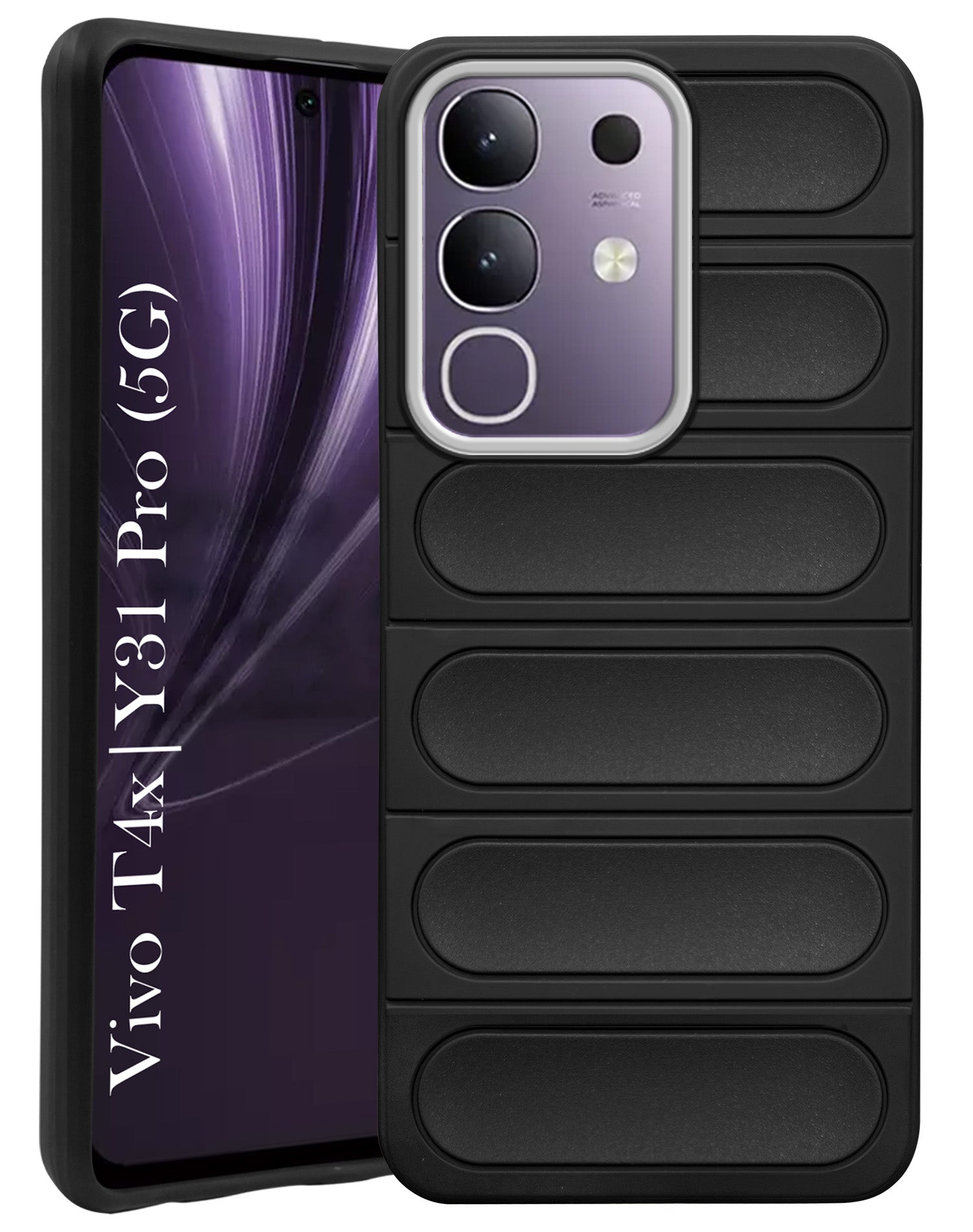 For Vivo T4x | Vivo Y31 Pro Back Cover Case (Matte Liquid Silicone| Camera Protection Ring | Professional Wave Design | Shockproof Anti Slip Grip )
