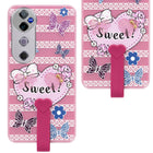 For Vivo V40 | Vivo V40 Pro 5G Back Cover Case (3D Cute Heart Strap Holder | Camera Protection | Designer Girls Print)