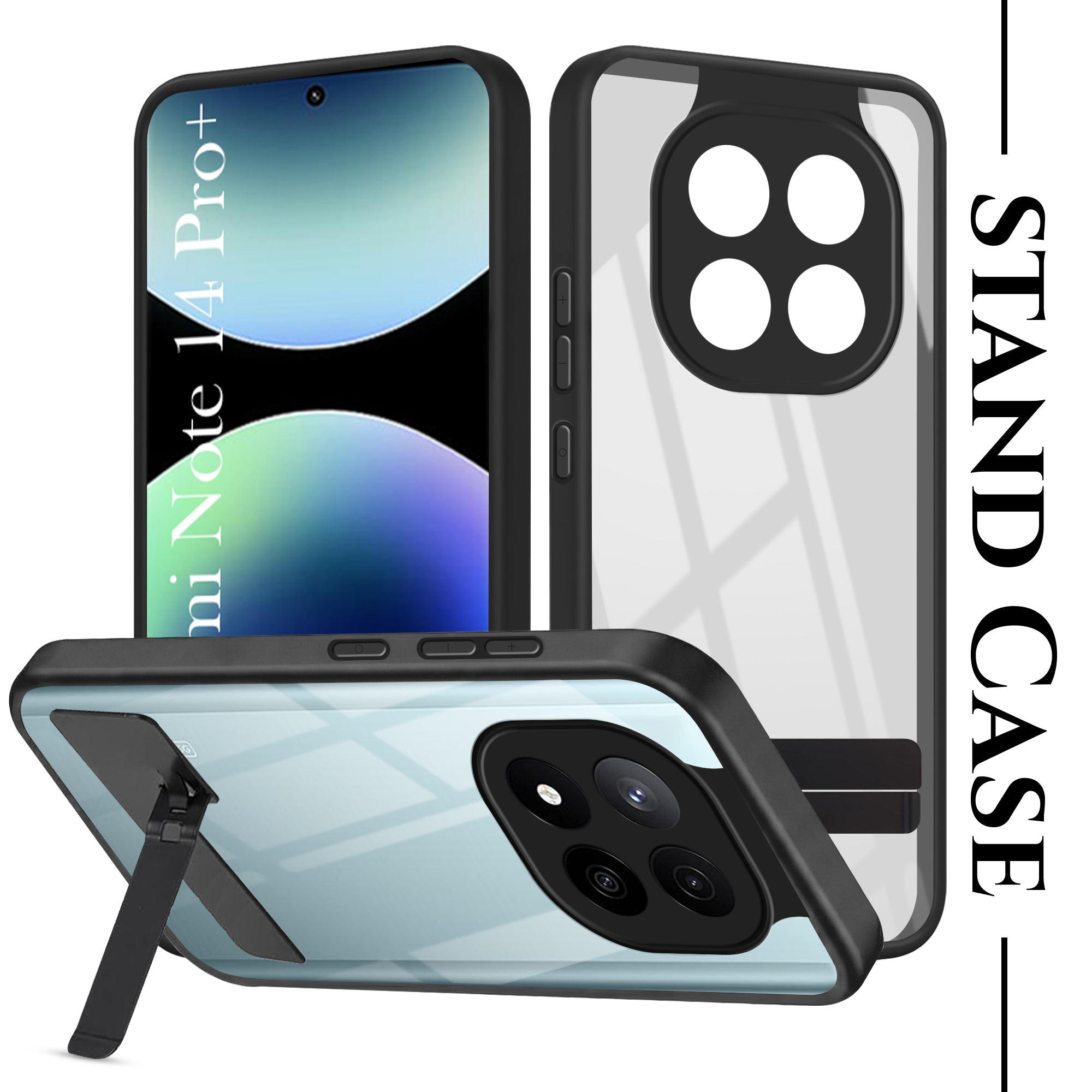 For Redmi Note 14 Pro Plus Back Cover Case (Built-in Stand | Lifetime Anti Yellow | Kickstand Shockproof | Camera Protection | MagSafe Compatible)