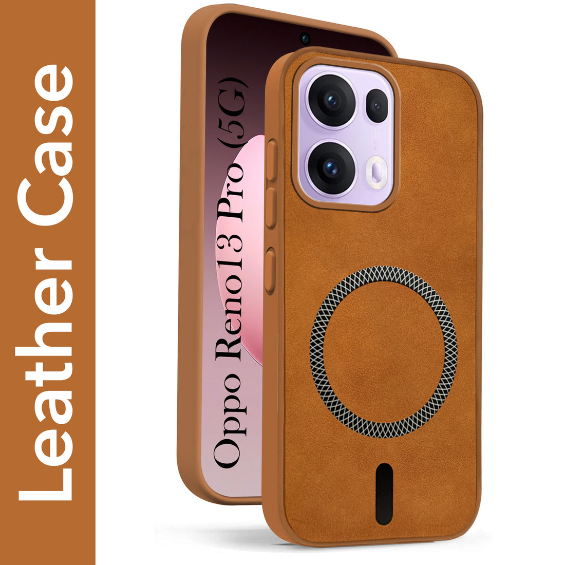 For Oppo Reno13 Pro | Oppo Reno 13 Pro Back Cover Case Leather Finish (MagSafe Compatible Wireless Charging | Soft Touch | Camera Bump Protection)