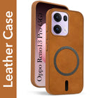For Oppo Reno13 Pro | Oppo Reno 13 Pro Back Cover Case Leather Finish (MagSafe Compatible Wireless Charging | Soft Touch | Camera Bump Protection)