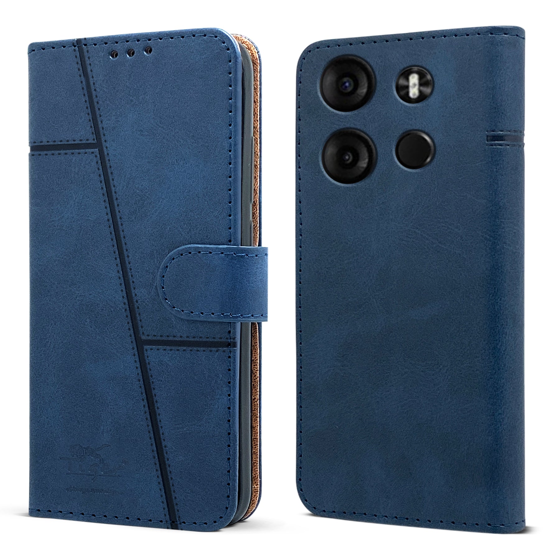 For Tecno Spark Go 2023 Flip Cover Case (Stitched Leather with Magnetic Closure)