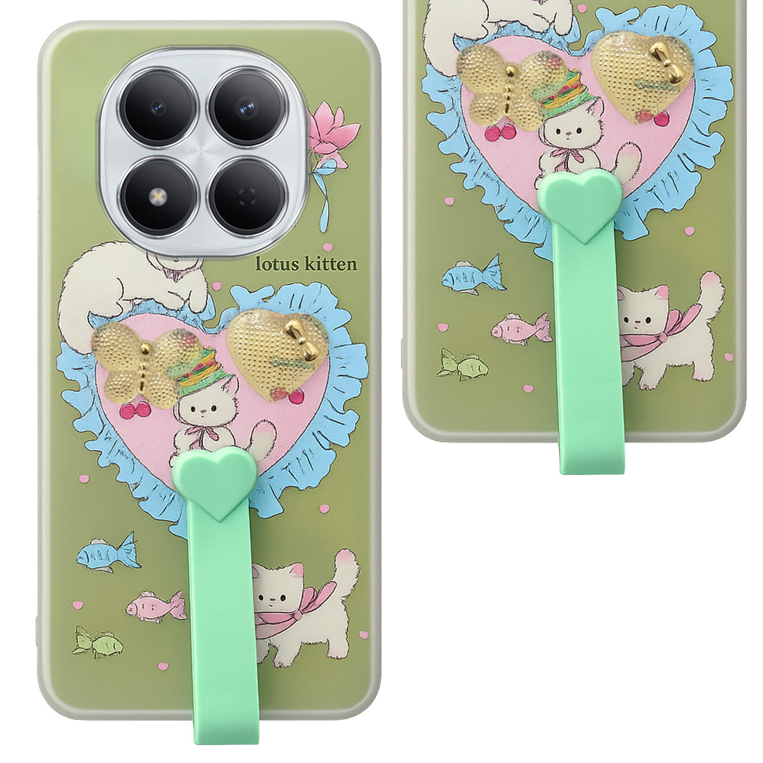For Xiaomi Redmi Note 15 Pro 5G Back Cover Case (3D Cute Heart Strap Holder | Camera Protection | Designer Girls Print)