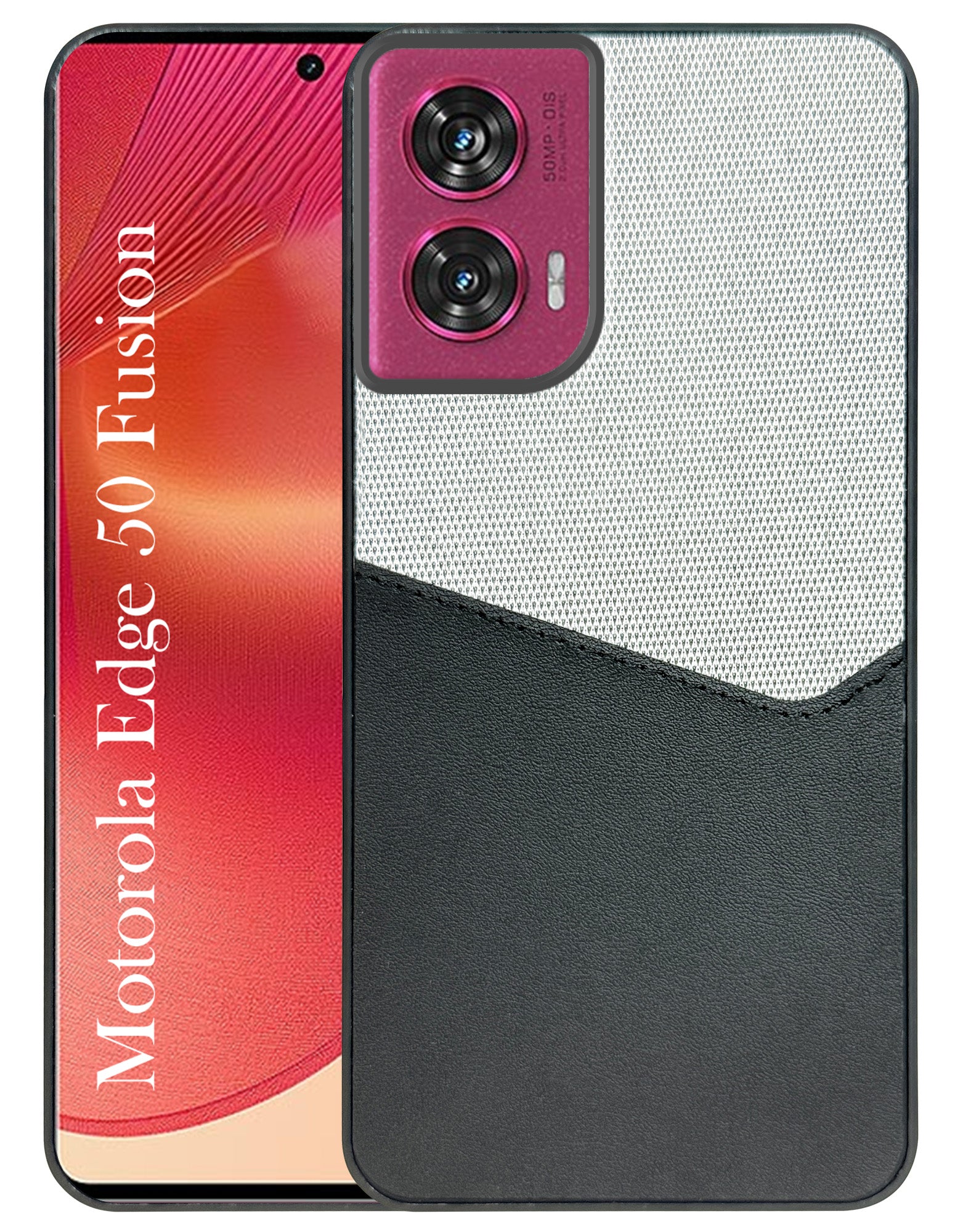 For Motorola Moto Edge 50 Fusion Back Cover Case (Dual PU Leather Stitch | Professional Minimalist | Soft and Flexible)