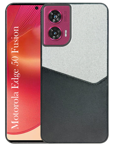 For Motorola Moto Edge 50 Fusion Back Cover Case (Dual PU Leather Stitch | Professional Minimalist | Soft and Flexible)