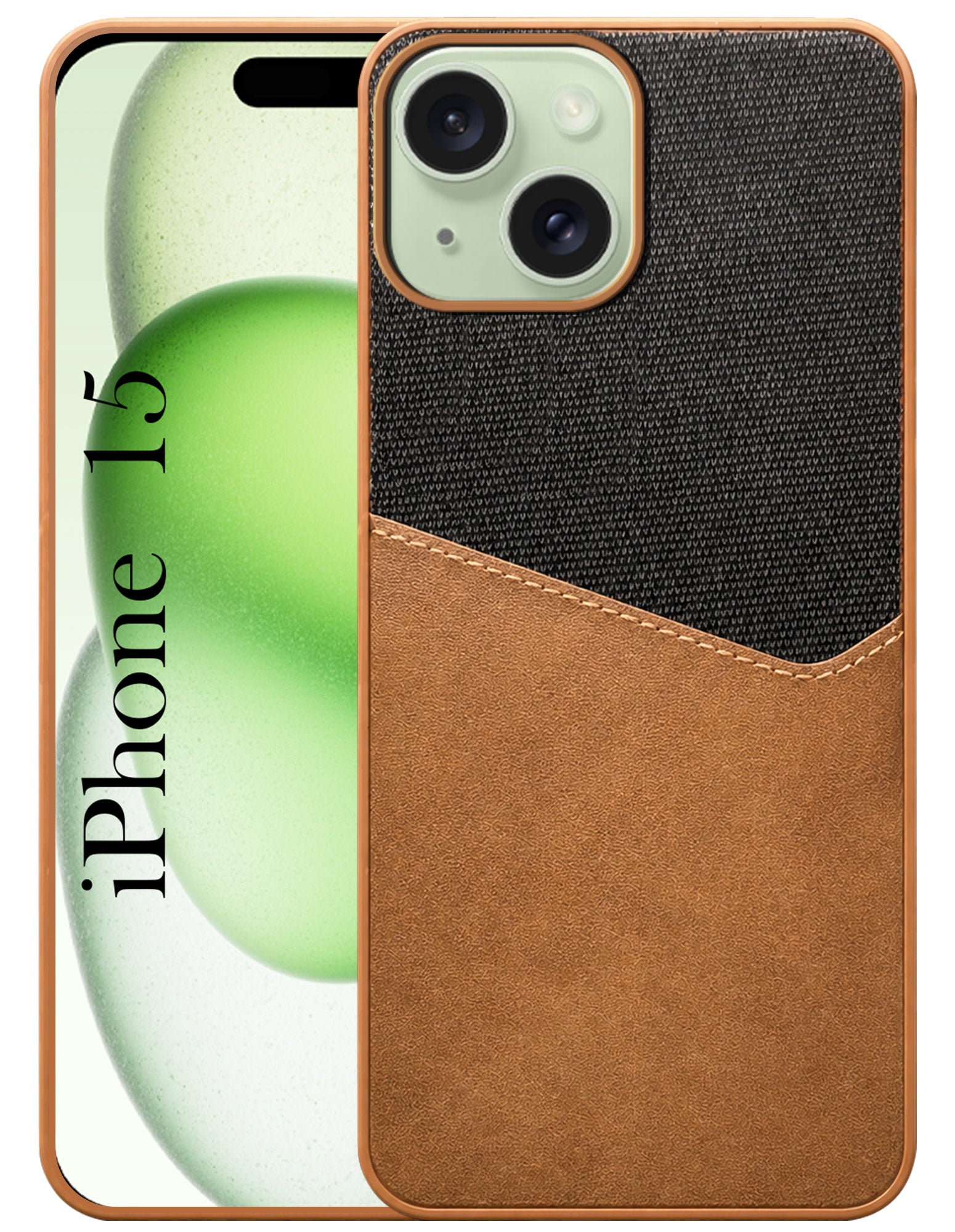 For Apple iPhone 15 Back Cover Case (Dual PU Leather Stitch | Professional Minimalist | Soft and Flexible)
