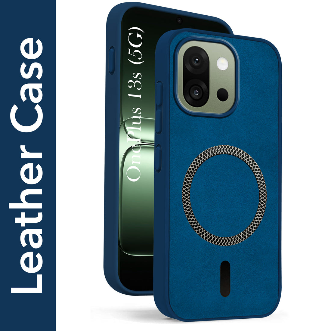 For OnePlus 13S Back Cover Case Leather Finish (MagSafe Compatible Wireless Charging | Soft Touch | Camera Bump Protection)
