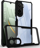 For Poco C81 5G Back Cover Case Hybrid (Shockproof with Polycarbonate Clear Panel | Professional Black)