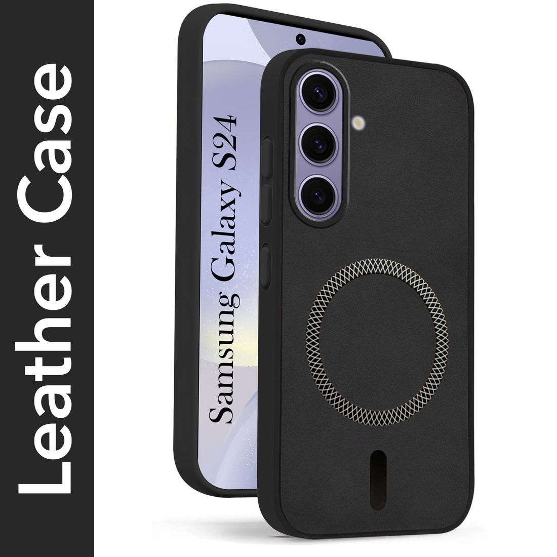 For Samsung Galaxy S24 Back Cover Case (Sleek Leather Finish | MagSafe Compatible Wireless Charging | Camera Bump Protection)