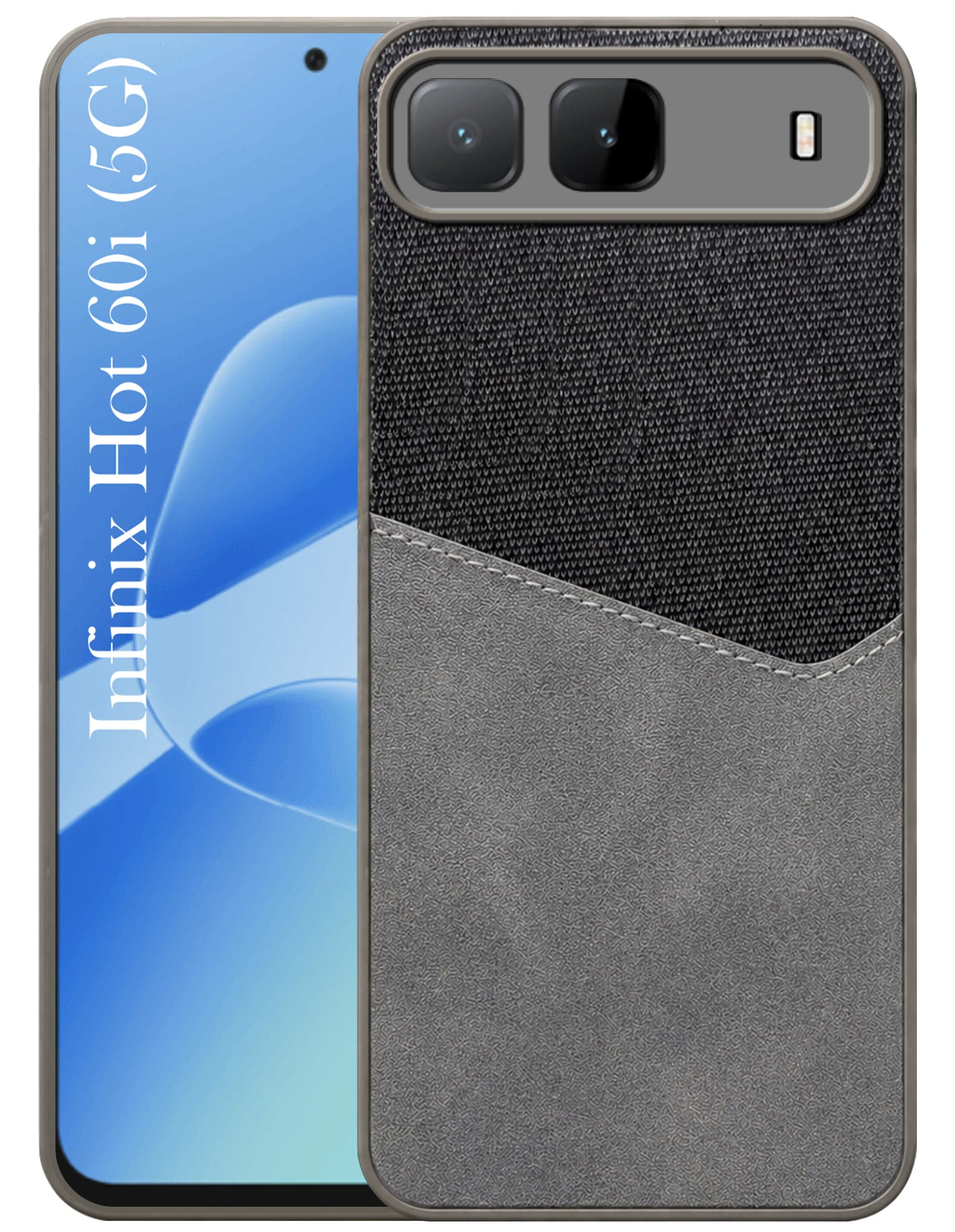 For Infinix Hot 60i 5G Back Cover Case (Dual PU Leather Stitch | Professional Minimalist | Soft and Flexible)