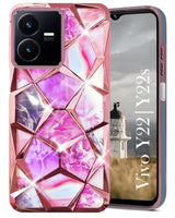 For VIVO Y22 | VIVO Y22s Back Cover Case (Dual Design Glitter Sparkle and Detachable Diamond Print Case | Soft and Flexible)