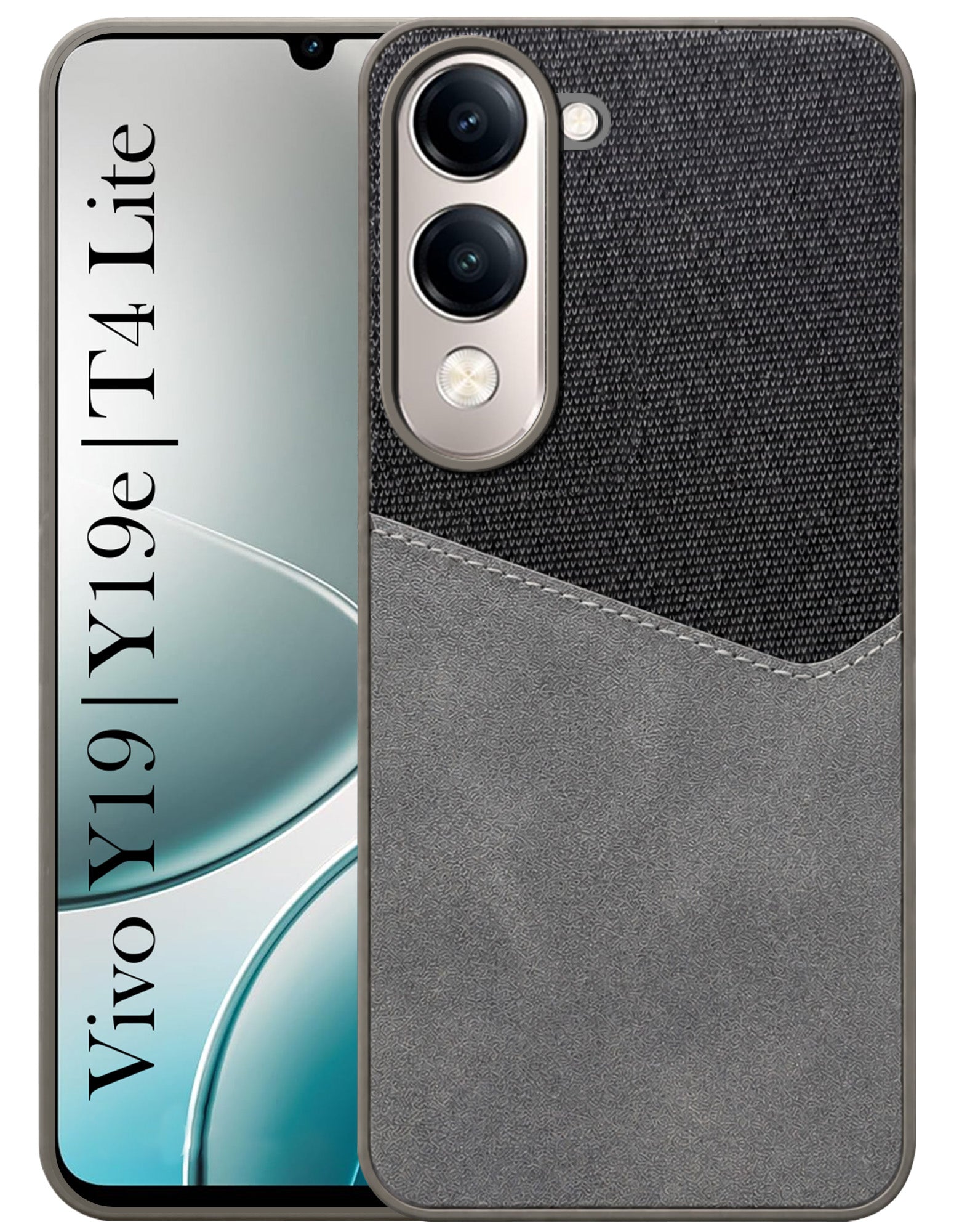 For Vivo Y19 | Vivo Y19e | Vivo T4 Lite Back Cover Case (Dual PU Leather Stitch | Professional Minimalist | Soft and Flexible)