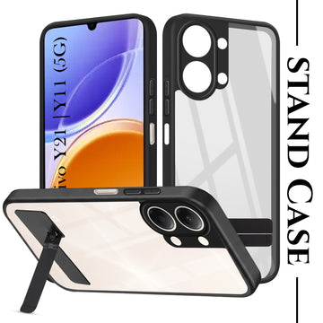 For Vivo Y11 | Vivo Y21 5G Back Cover Case (Built-in Stand | Lifetime Anti Yellow | Kickstand Shockproof | Camera Protection | MagSafe Compatible)