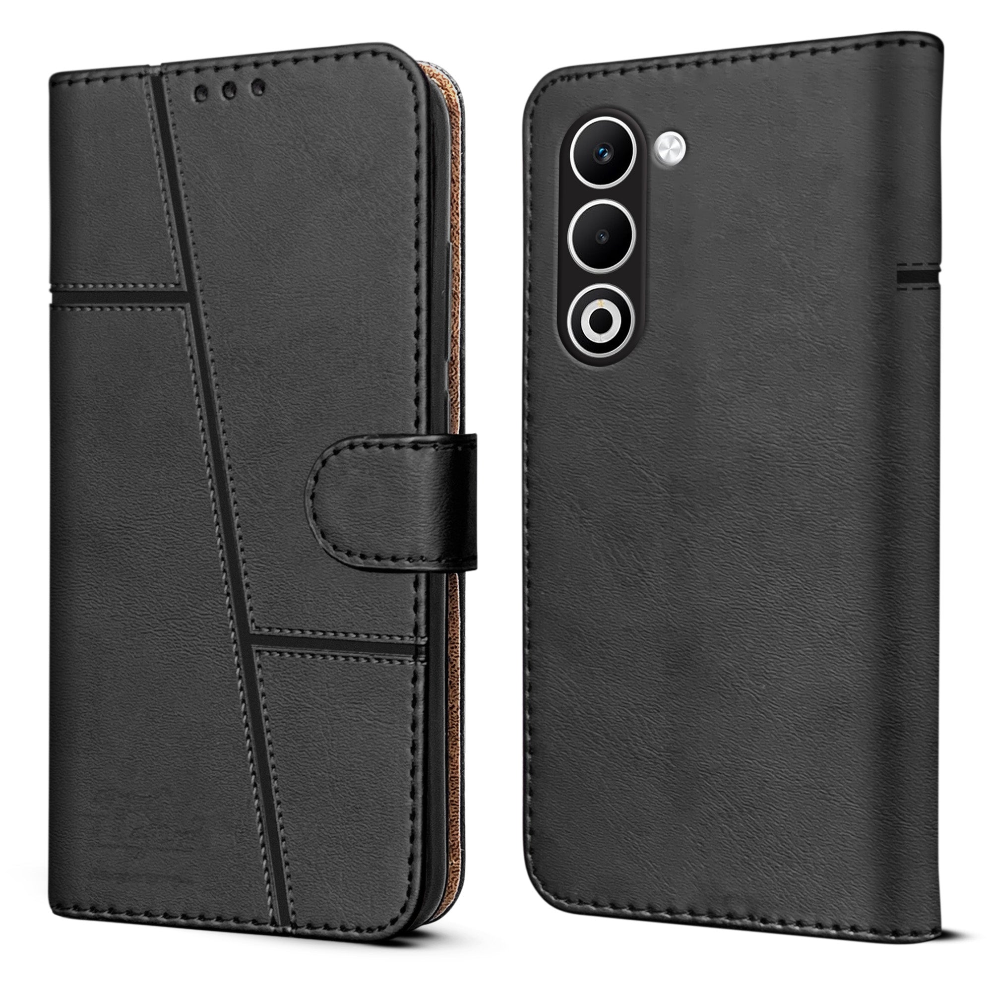 For Oppo A5 5G Flip Cover Case ( Stitched Leather with Magnetic Closure)