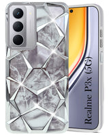 For Realme P3x Back Cover Case (Dual Design Glitter Sparkle and Detachable Diamond Print Case | Soft and Flexible)