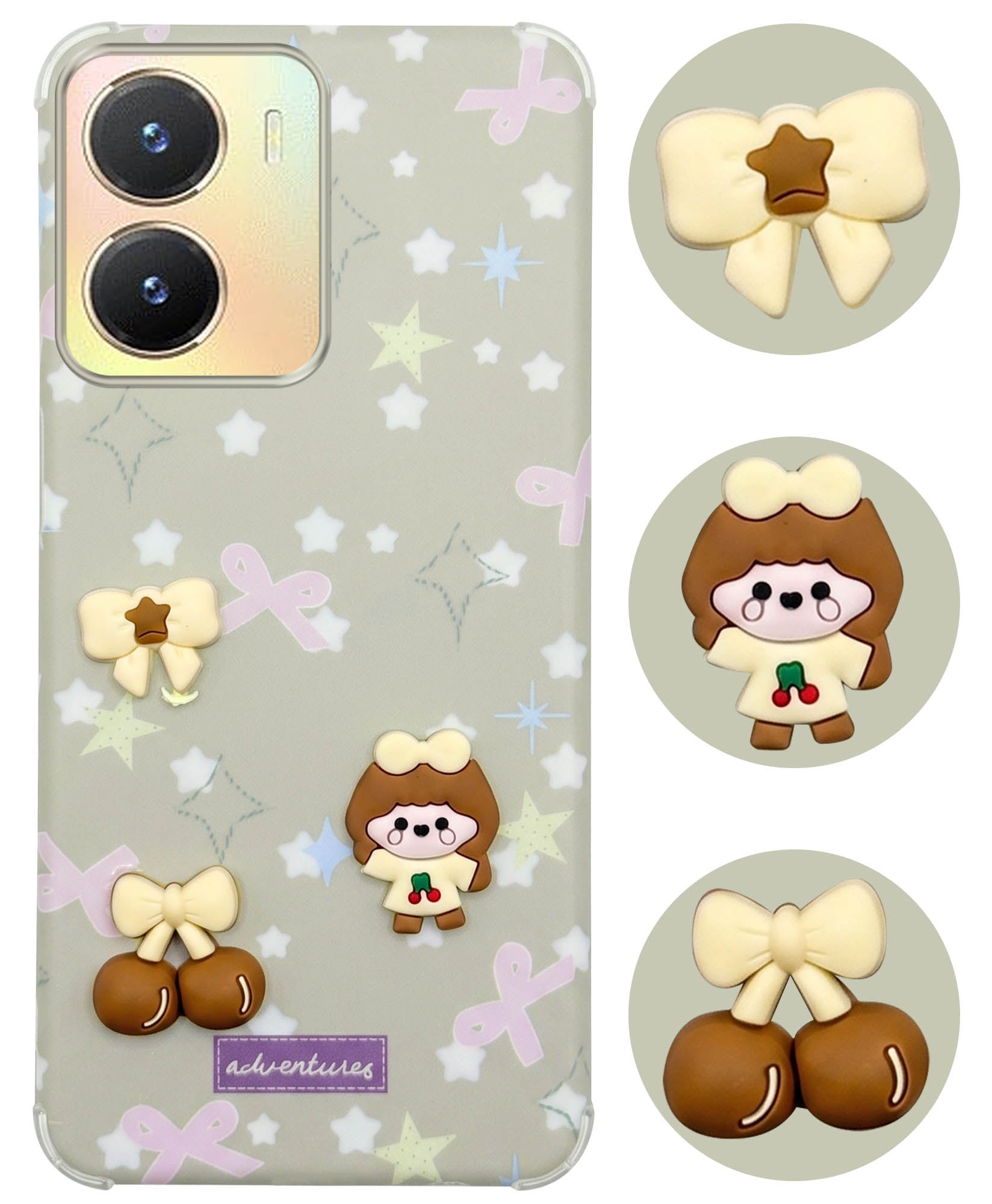 For Vivo T2x Back Cover Case (3D Cute Cartoons | Hard Back Side Soft | Matte Premium Finish | HD Printing)