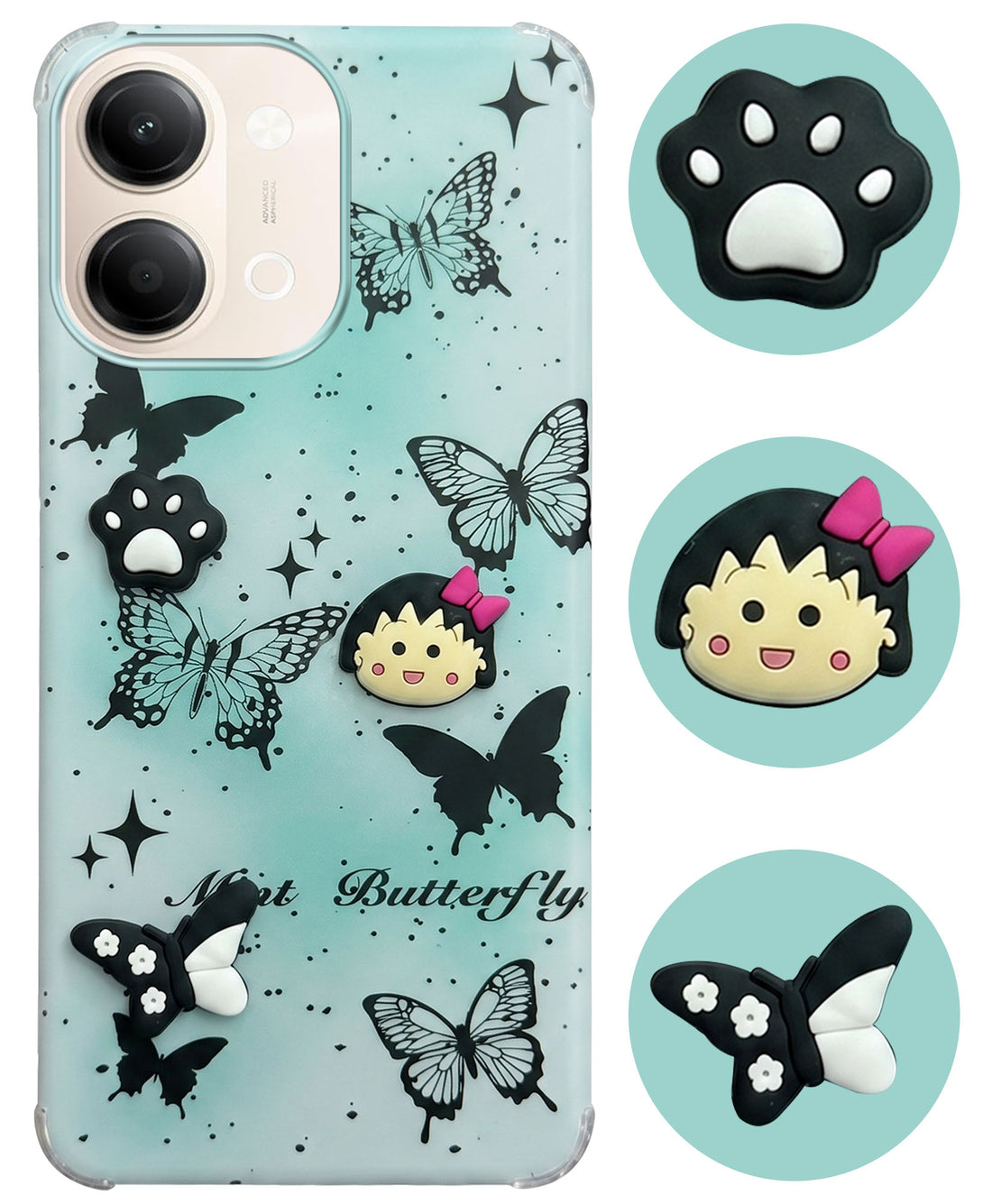 For Vivo Y05 4G Back Cover Case (3D Cute Cartoons | Hard Back Side Soft | Matte Premium Finish | HD Printing)