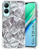For Vivo Y28 5G Back Cover Case (Dual Design Glitter Sparkle and Detachable Diamond Print Case | Soft and Flexible)
