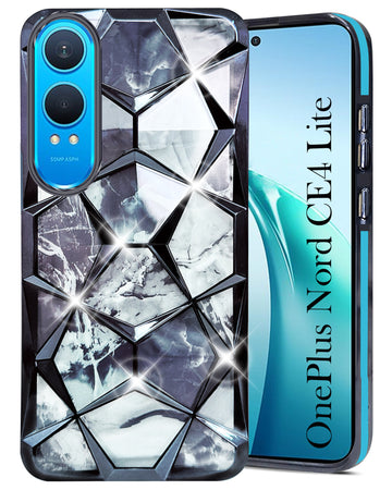 For OnePlus Nord CE 4 Lite Back Cover Case ( Dual Design Glitter Sparkle and Detachable Diamond Print Case | Soft and Flexible)