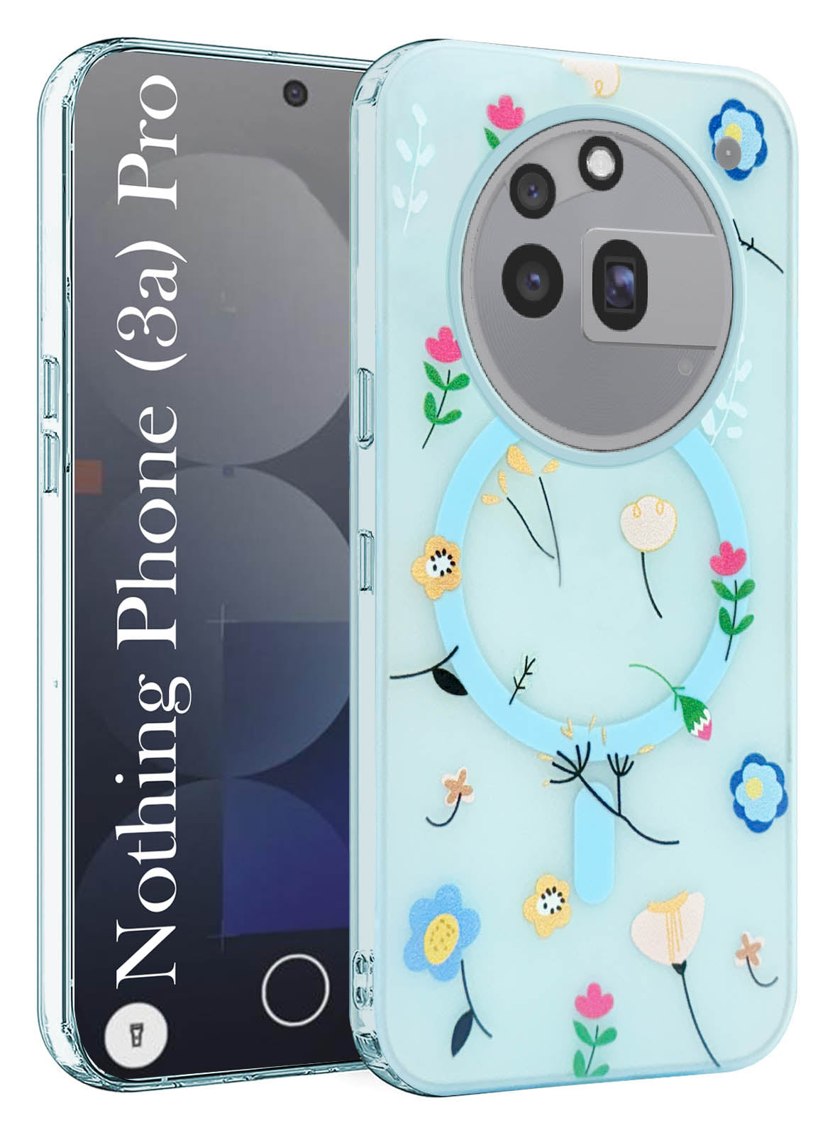 For Nothing Phone 3A Pro 5G Back Cover Case (Cute Floral Design | Flower Print for Girls | MagSafe Compatible Wireless Charging)