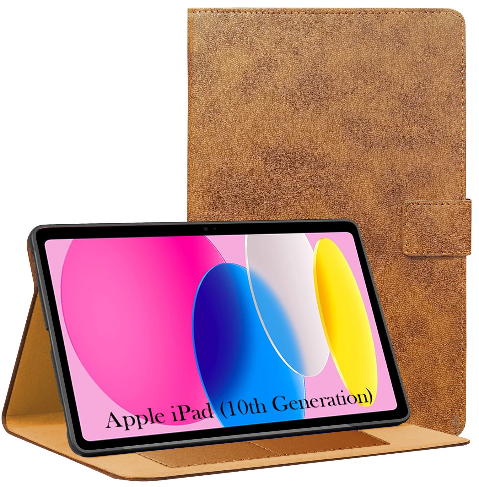 For Apple iPad  Flip Cover Folio Cover (10th Generation) 10.9 Inch A3162/A2757/A2777/A2696/iPad13/18/iPad13/19 (PU Leather | Multi-Angle Smart Stand | Card Storage Slots | Silicone Back Pouch)
