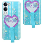 For Vivo iQOO Z10 Lite Back Cover Case (3D Cute Heart Strap Holder | Camera Protection | Designer Girls Print)