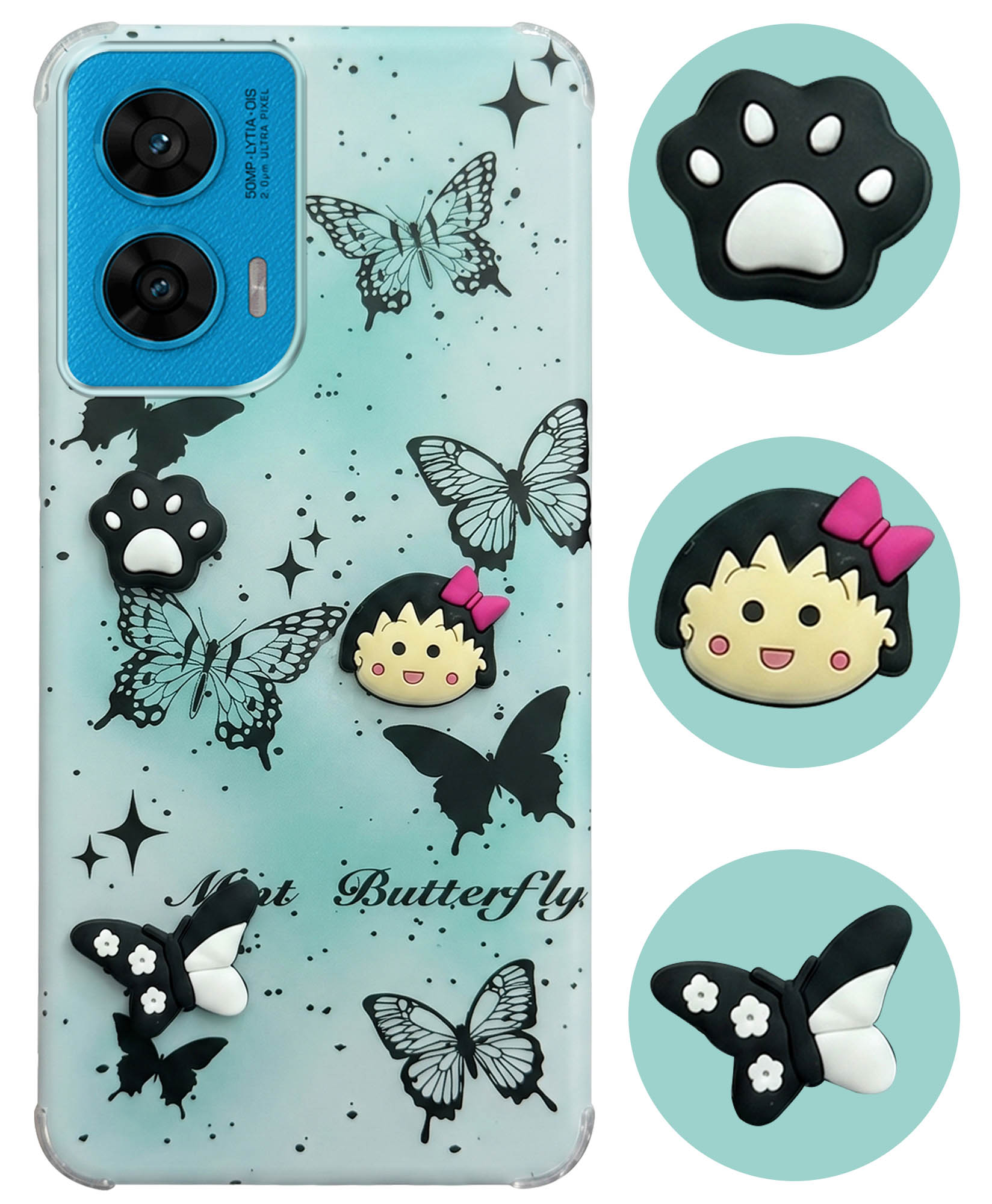 For Motorola Moto G96 Back Cover Case (3D Cute Cartoons | Hard Back Side Soft | Matte Premium Finish | HD Printing)