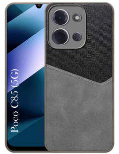 For Poco C85 5G Back Cover Case (Dual PU Leather Stitch | Professional Minimalist | Soft and Flexible)