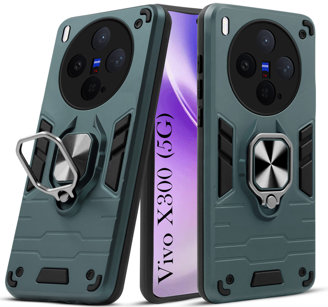For Vivo X300 5G Back Cover Case Hybrid Armor (Shockproof Dual Layer Polycarbonate |Ring Holder Kickstand)