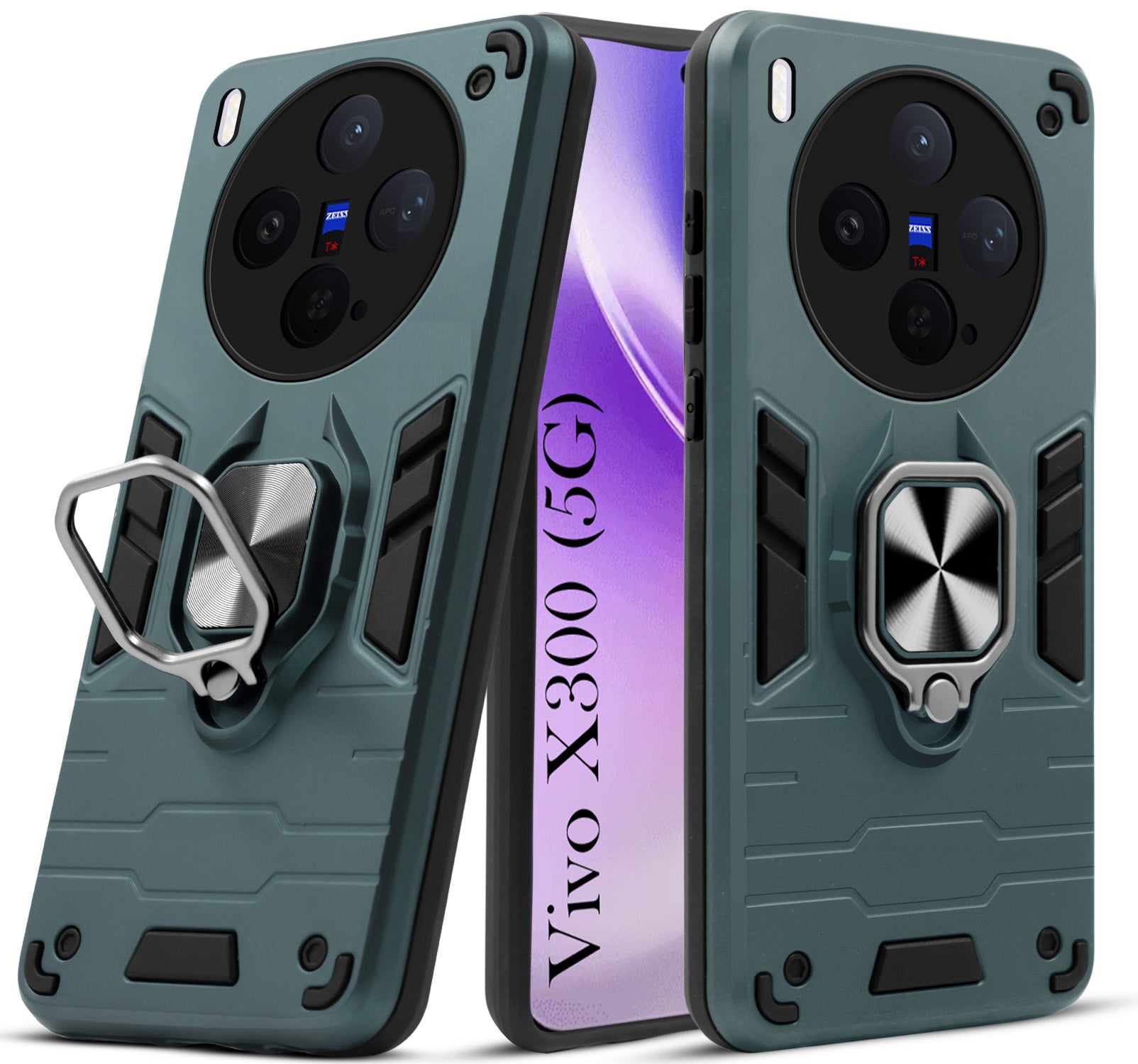 For Vivo X300 5G Back Cover Case Hybrid Armor (Shockproof Dual Layer Polycarbonate |Ring Holder Kickstand)