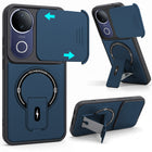 For Vivo T4R Back Case Cover Metallic (Hybrid Armor Kickstand | Sliding Shutter Camera Protection | MagSafe Compatible)