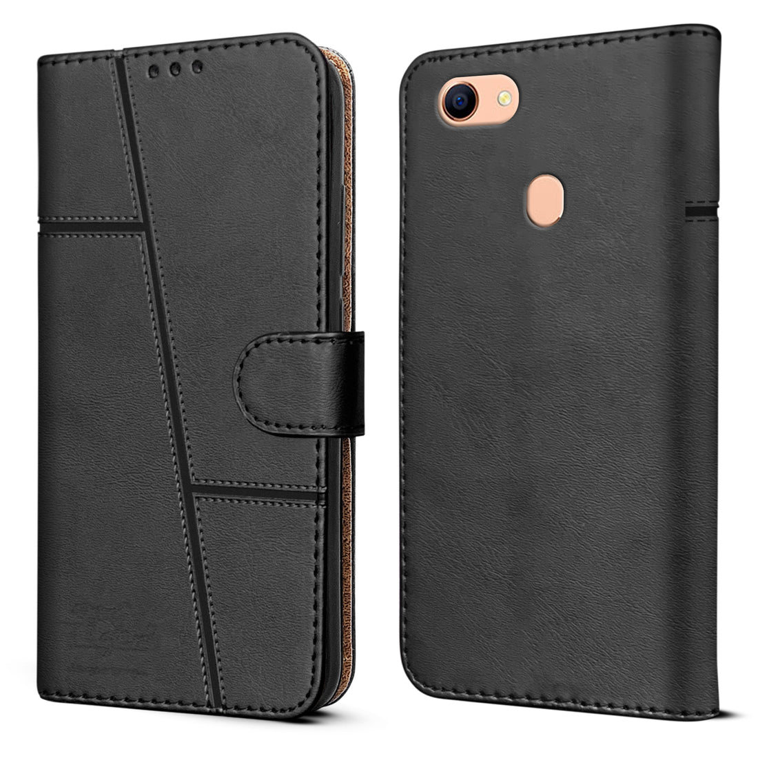 For Oppo F5 Flip Cover Case ( Stitched Leather with Magnetic Closure)
