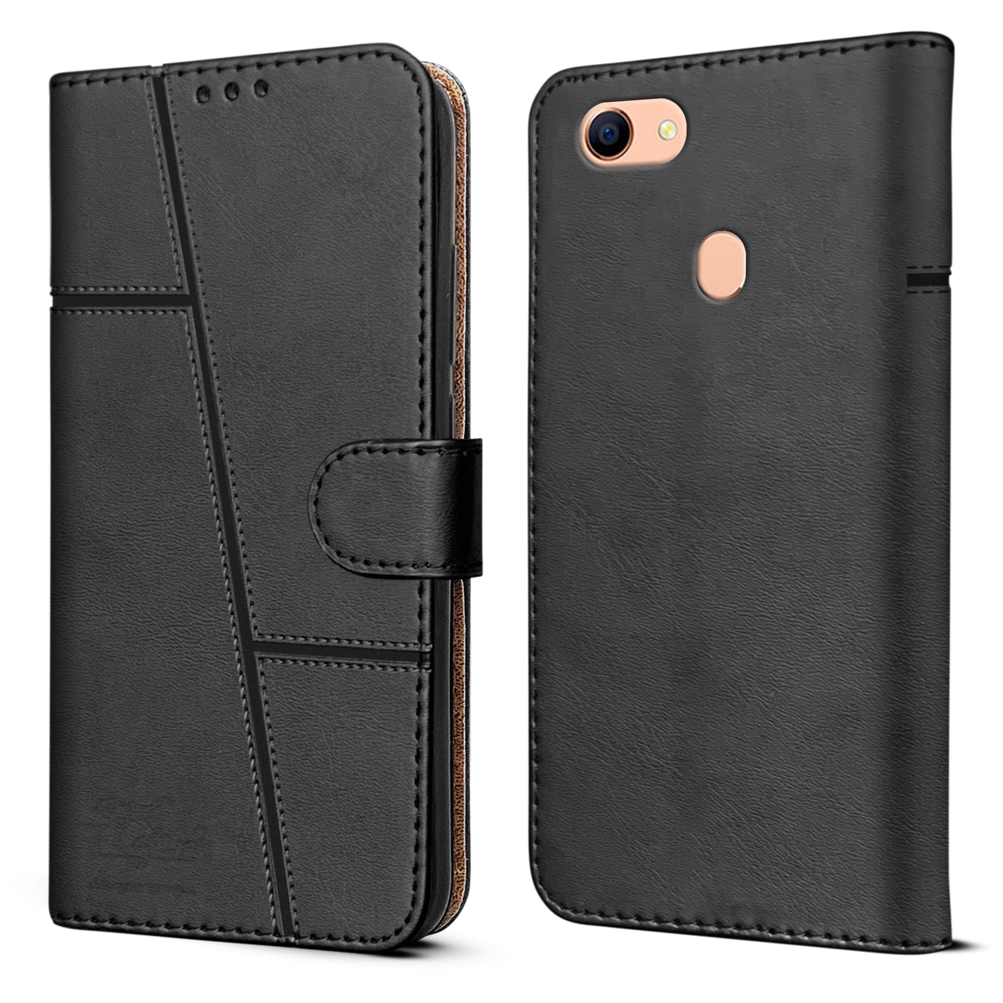 For Oppo F5 Flip Cover Case ( Stitched Leather with Magnetic Closure)