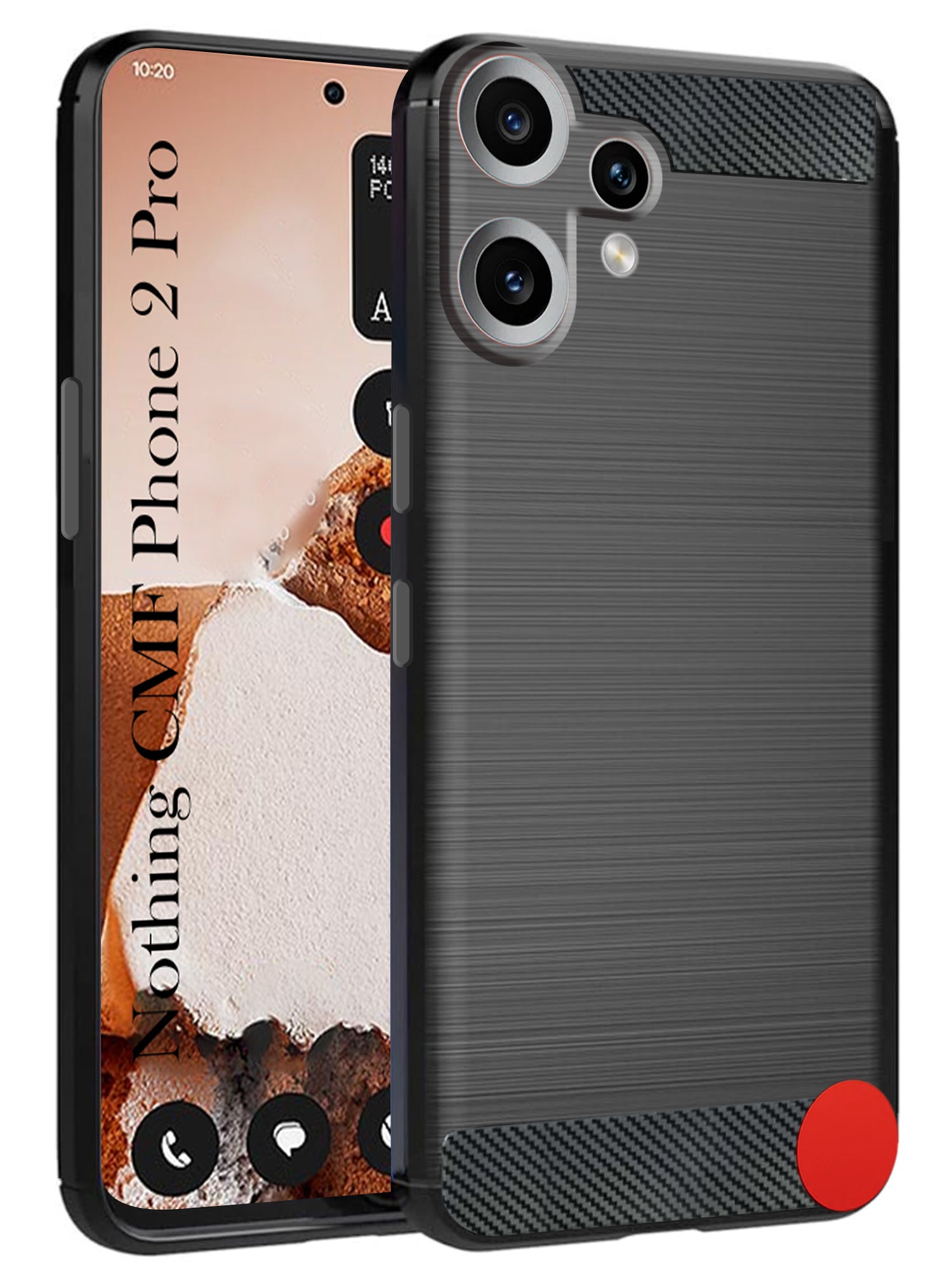For Nothing CMF Phone 2 Pro Back Cover Case ( Hybrid Armor Case | Carbon Fiber Shockproof | Soft and Flexible | Black )