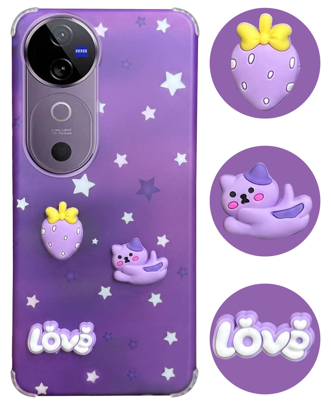 For Vivo V40 | Vivo V40 Pro 5G Back Cover Case (3D Cute Cartoons | Hard Back Side Soft | Matte Premium Finish | HD Printing)