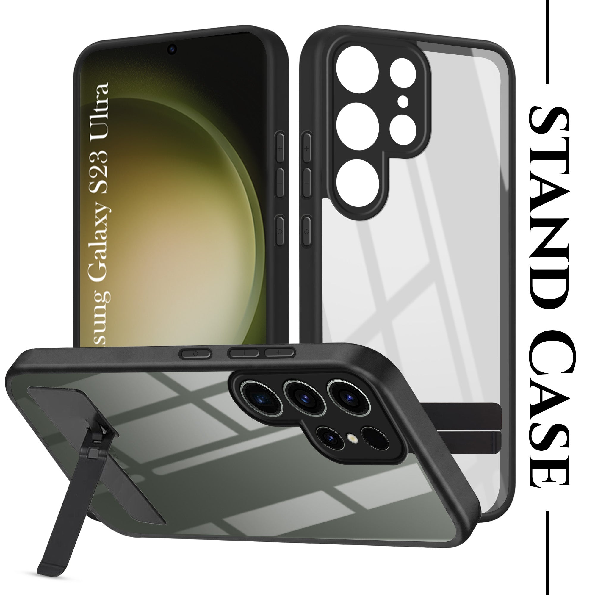 For Samsung Galaxy S23 Ultra Back Cover Case (Built-in Stand | Lifetime Anti Yellow | Kickstand Shockproof | Camera Protection | MagSafe Compatible)