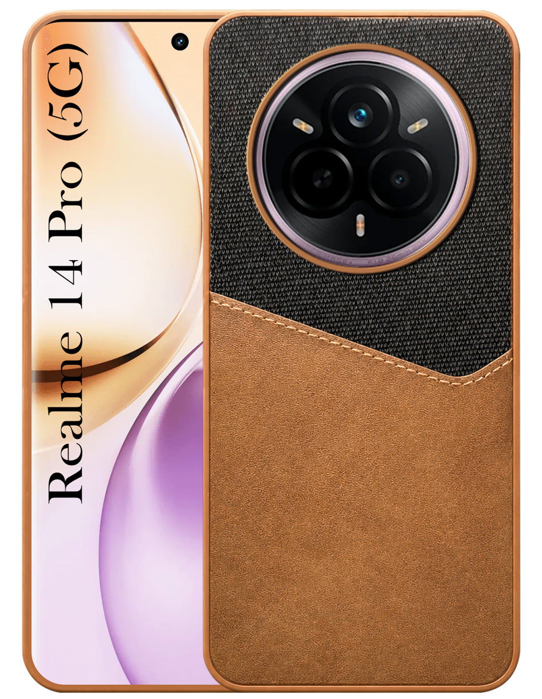 For Realme 14 Pro Back Cover Case (Dual PU Leather Stitch | Professional Minimalist | Soft and Flexible)