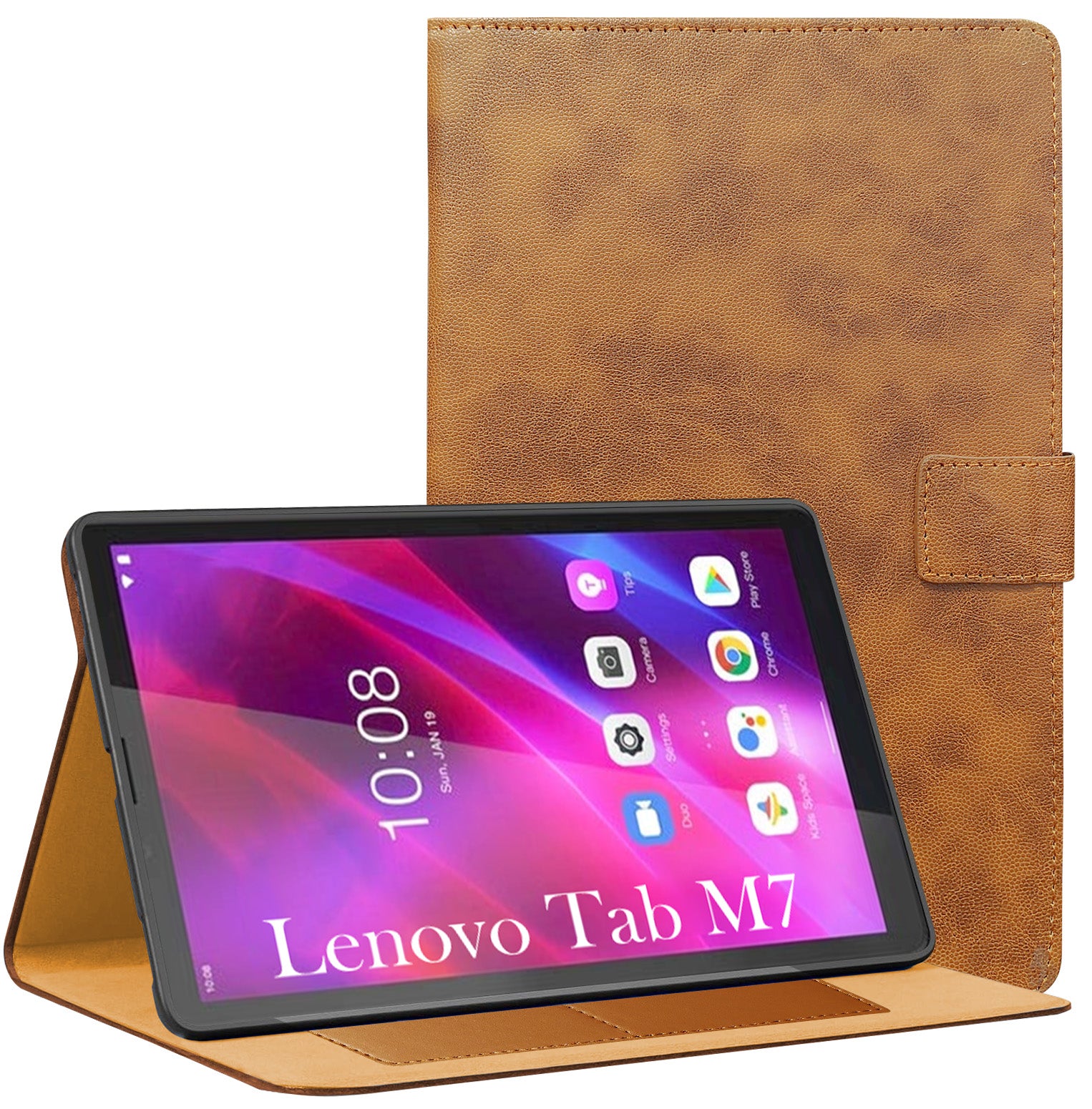 For Lenovo Tab M7 7 Inch TB-7305F/7305X/7305I Flip Cover Folio Cover (PU Leather | Multi-Angle Smart Stand | Card Storage Slots | Silicone Back Pouch)