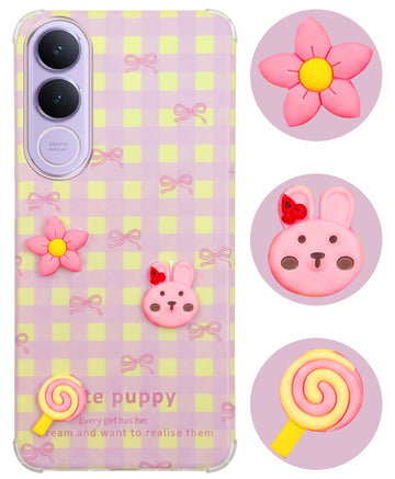 For Vivo V70 FE 5G Back Cover Case (3D Cute Cartoons | Hard Back Side Soft | Matte Premium Finish | HD Printing)