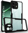 For OnePlus N6 Back Cover Case Hybrid (Shockproof with Polycarbonate Clear Panel | Professional Black)
